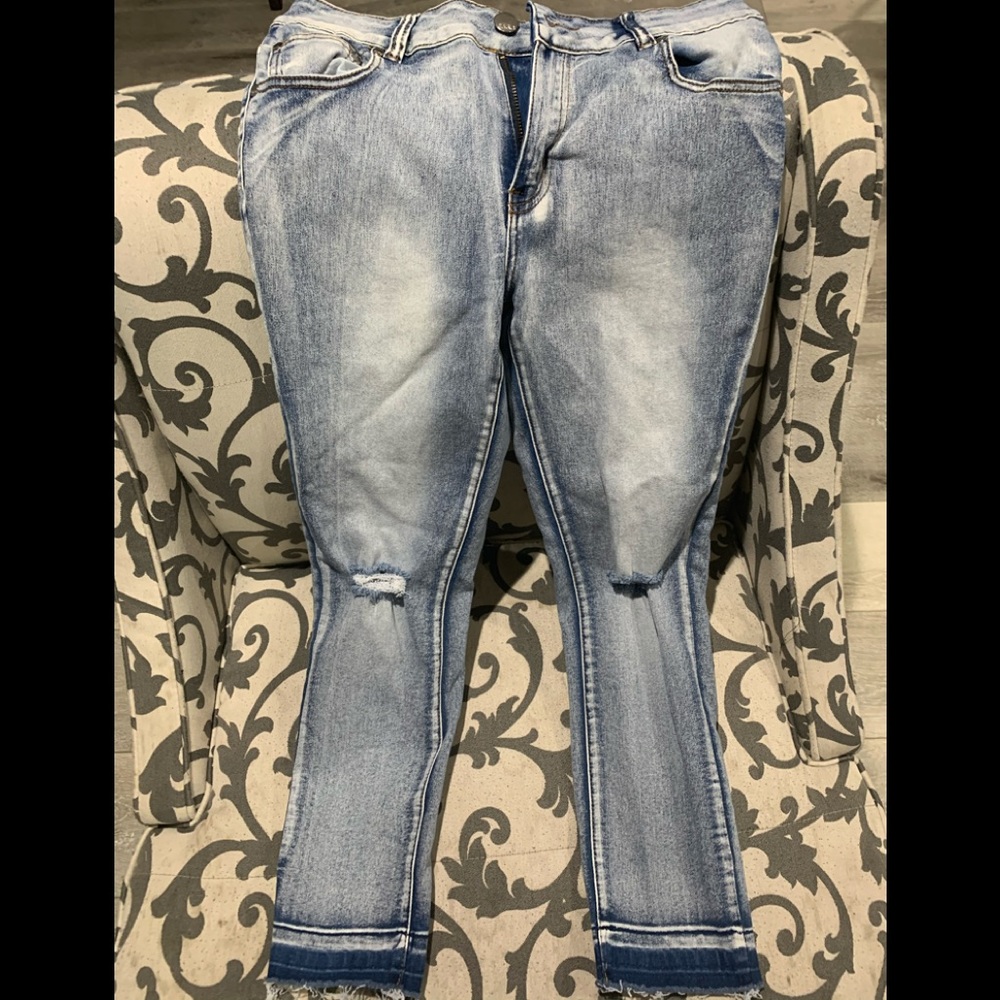 Blue ripped jeans